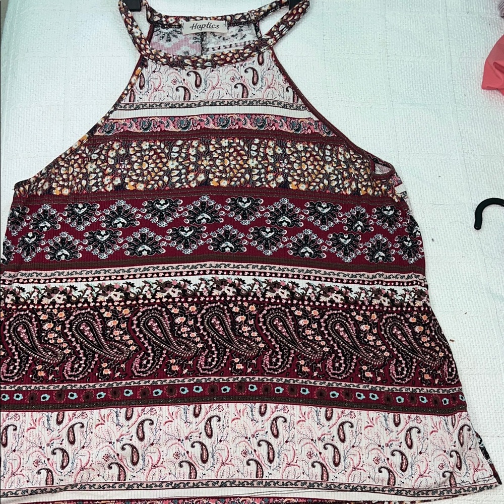 Hapclus Women's Bohemian Tank Top - Red and Black